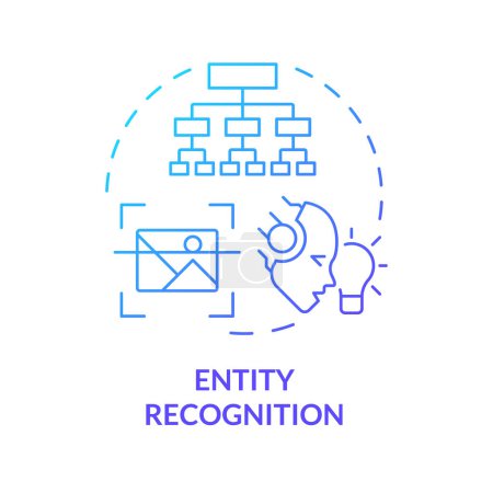 Entity recognition blue gradient concept icon. Image recognition, information hierarchy. Round shape line illustration. Abstract idea. Graphic design. Easy to use in infographic, presentation