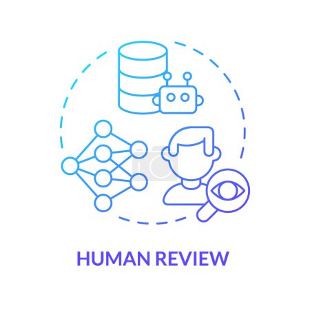 Human review blue gradient concept icon. Supervised ai learning. Deep learning techniques. Round shape line illustration. Abstract idea. Graphic design. Easy to use in infographic, presentation