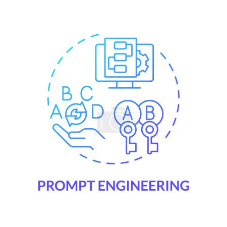 Illustration for Prompt engineering blue gradient concept icon. Artificial intelligence usability. Pre-trained virtual assistants. Round shape line illustration. Abstract idea. Graphic design. Easy to use - Royalty Free Image