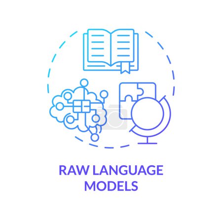 Raw language models blue gradient concept icon. Advanced machine learning. Artificial intelligence. Round shape line illustration. Abstract idea. Graphic design. Easy to use in infographic
