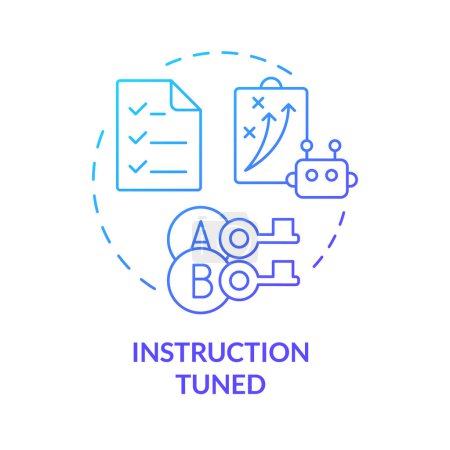 Instruction tuned blue gradient concept icon. Ai deep learning algorithms. Fine tuning. Round shape line illustration. Abstract idea. Graphic design. Easy to use in infographic, presentation