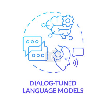 Dialog-tuned language models blue gradient concept icon. Intent management. Sentiment analysis. Round shape line illustration. Abstract idea. Graphic design. Easy to use in infographic, presentation