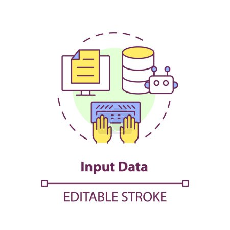 Input data multi color concept icon. Key element of prompt. Specific information for chatbot. Data entry. Round shape line illustration. Abstract idea. Graphic design. Easy to use in article
