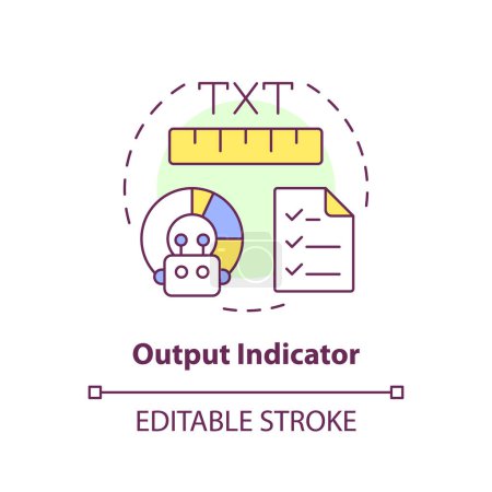 Output indicator multi color concept icon. Key element of prompt. Type and format of response. Chatbot answer. Round shape line illustration. Abstract idea. Graphic design. Easy to use in article
