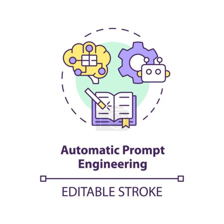 Automatic prompt engineering multi color concept icon. Prompt optimization. Algorithm and heuristics. Round shape line illustration. Abstract idea. Graphic design. Easy to use in article