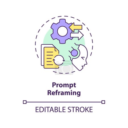 Prompt reframing multi color concept icon. Prompt engineering technique. Rephrase and change instruction. Round shape line illustration. Abstract idea. Graphic design. Easy to use in article