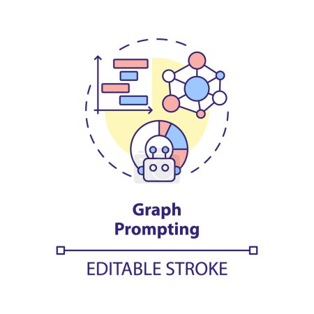 Graph prompting multi color concept icon. Prompt engineering technique. Visual information. Explanation of topic. Round shape line illustration. Abstract idea. Graphic design. Easy to use in article
