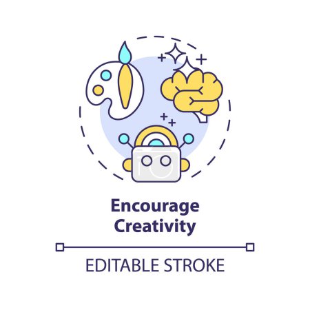 Encourage creativity multi color concept icon. Prompt engineering tips. Creative writing. Unique responses. Round shape line illustration. Abstract idea. Graphic design. Easy to use in article