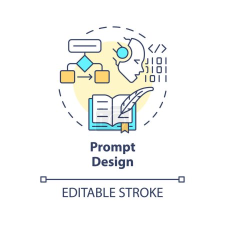 Prompt design multi color concept icon. Prompt engineering. Precise instruction. Clear questions. Round shape line illustration. Abstract idea. Graphic design. Easy to use in article