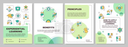 Experiential learning benefits green circle brochure template. Leaflet design with linear icons. Editable 4 vector layouts for presentation, annual reports. Arial-Black, Myriad Pro-Regular fonts used