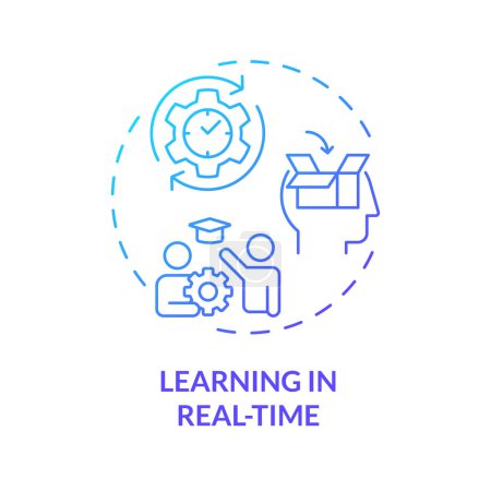 Illustration for Learning in real time blue gradient concept icon. Solving problems and challenges. Source of learning. Round shape line illustration. Abstract idea. Graphic design. Easy to use in presentation - Royalty Free Image