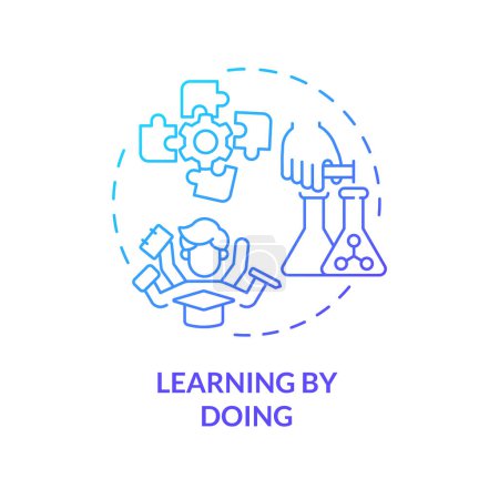 Learning by doing blue gradient concept icon. Hands-on education. Experiential learning strategy. Activities. Round shape line illustration. Abstract idea. Graphic design. Easy to use in presentation