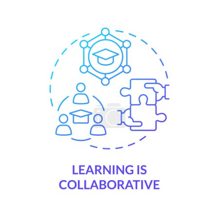 Illustration for Collaborative learning blue gradient concept icon. Working in teams and develop social skills. Communication. Round shape line illustration. Abstract idea. Graphic design. Easy to use in presentation - Royalty Free Image