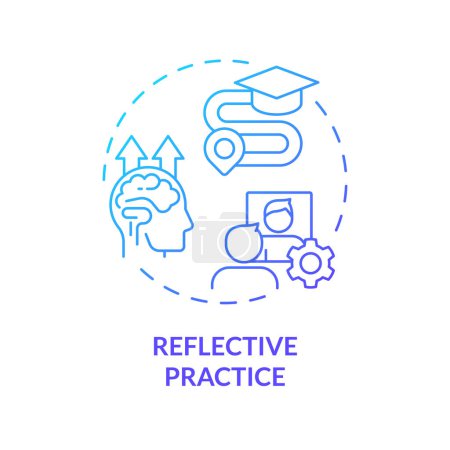 Reflective practice blue gradient concept icon. Expert self-monitor effectiveness of working. Personal growth. Round shape line illustration. Abstract idea. Graphic design. Easy to use in presentation
