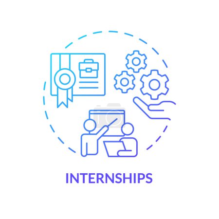 Internships blue gradient concept icon. Practical professional experience. Intern for improving skills. Round shape line illustration. Abstract idea. Graphic design. Easy to use in presentation