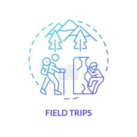 Field trips blue gradient concept icon. Experiential learning. Interaction with nature. Round shape line illustration. Abstract idea. Graphic design. Easy to use in presentation