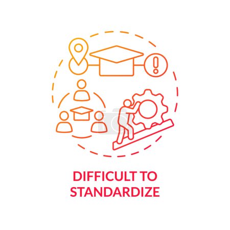 Illustration for Difficult to standardize red gradient concept icon. Experiential learning. Different learning outcomes. Round shape line illustration. Abstract idea. Graphic design. Easy to use in presentation - Royalty Free Image