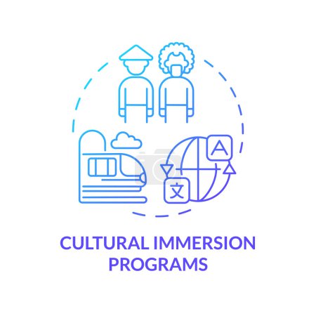 Cultural immersion programs blue gradient concept icon. Student exchange program. Round shape line illustration. Abstract idea. Graphic design. Easy to use in presentation
