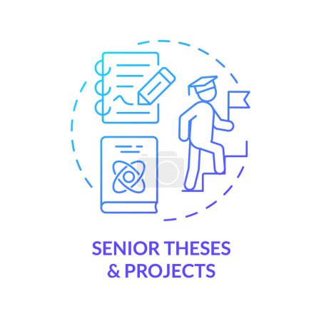 Senior theses and projects blue gradient concept icon. Comprehensive projects. Round shape line illustration. Abstract idea. Graphic design. Easy to use in presentation