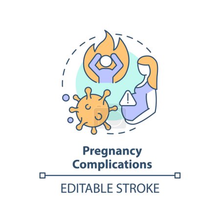 Pregnancy complications multi color concept icon. Fetal health, gynecology. Round shape line illustration. Abstract idea. Graphic design. Easy to use in infographic, presentation, brochure, booklet