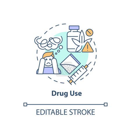 Drug use multi color concept icon. Health issues, addiction. Life disruption. Round shape line illustration. Abstract idea. Graphic design. Easy to use in infographic, presentation, brochure, booklet