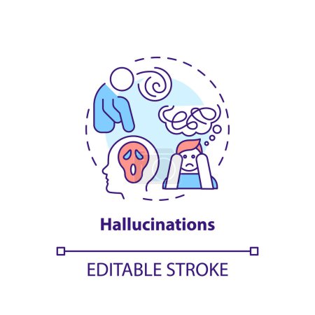 Hallucination, neurology illness multi color concept icon. Perception disease. Round shape line illustration. Abstract idea. Graphic design. Easy to use in infographic, presentation, brochure, booklet