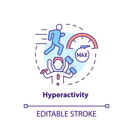 Illustration for Hyperactivity, focus issues multi color concept icon. Cognitive development. Round shape line illustration. Abstract idea. Graphic design. Easy to use in infographic, presentation, brochure, booklet - Royalty Free Image