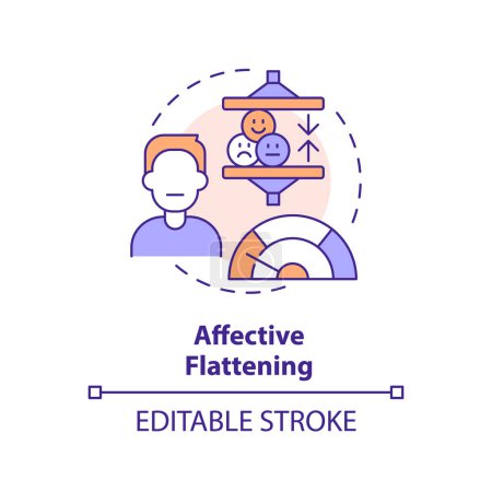 Affective flattening multi color concept icon. Schizophrenia symptom. Round shape line illustration. Abstract idea. Graphic design. Easy to use in infographic, presentation, brochure, booklet