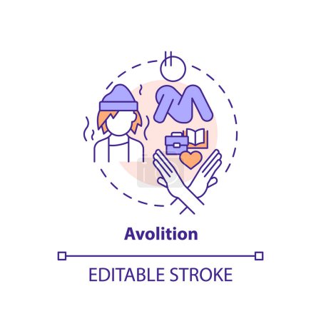 Avolition multi color concept icon. Lack of motivation. Social issues. Round shape line illustration. Abstract idea. Graphic design. Easy to use in infographic, presentation, brochure, booklet