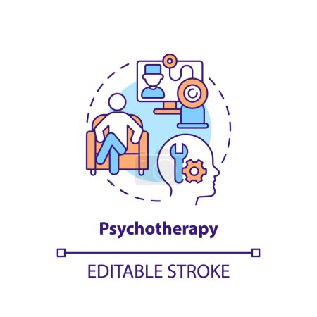 Psychotherapy multi color concept icon. Mental therapy consultation. Round shape line illustration. Abstract idea. Graphic design. Easy to use in infographic, presentation, brochure, booklet