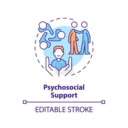 Psychosocial support multi color concept icon. Social services assistance. Round shape line illustration. Abstract idea. Graphic design. Easy to use in infographic, presentation, brochure, booklet