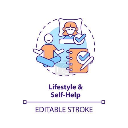 Healthcare lifestyle multi color concept icon. Emotional wellbeing, self care. Round shape line illustration. Abstract idea. Graphic design. Easy to use in infographic, presentation, brochure, booklet