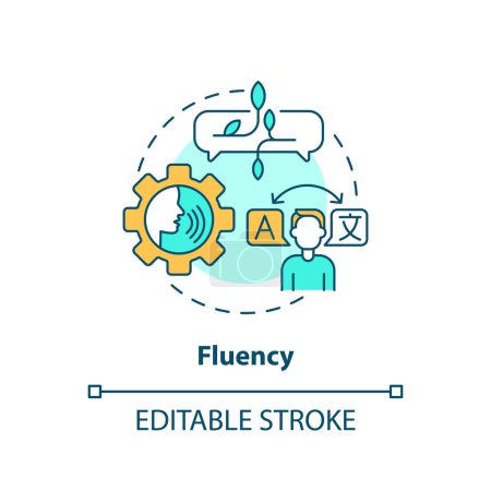Fluency, language proficiency multi color concept icon. Linguistic skills. Round shape line illustration. Abstract idea. Graphic design. Easy to use in infographic, presentation, brochure, booklet