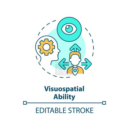 Visuospatial ability multi color concept icon. Executive function, perception. Round shape line illustration. Abstract idea. Graphic design. Easy to use in infographic, presentation, brochure, booklet