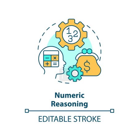 Numeric reasoning multi color concept icon. Mathematical intelligence. Round shape line illustration. Abstract idea. Graphic design. Easy to use in infographic, presentation, brochure, booklet