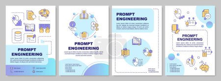 Prompt engineering blue circle brochure template. Leaflet design with linear icons. Editable 4 vector layouts for presentation, annual reports. Arial-Black, Myriad Pro-Regular fonts used
