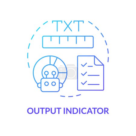 Output indicator blue gradient concept icon. Key element of prompt. Type and format of response. Chatbot answer. Round shape line illustration. Abstract idea. Graphic design. Easy to use in article