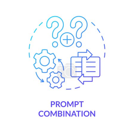 Prompt combination blue gradient concept icon. Merge two prompts into one. Complex instruction for chatbot. Round shape line illustration. Abstract idea. Graphic design. Easy to use in article