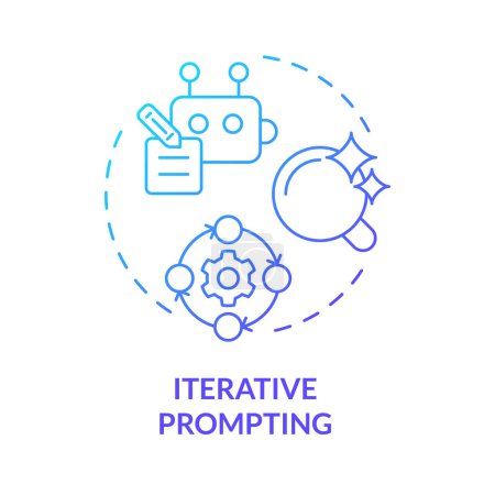 Iterative prompting blue gradient concept icon. Prompt engineering technique. Elaborate topic. Follow up questions. Round shape line illustration. Abstract idea. Graphic design. Easy to use in article