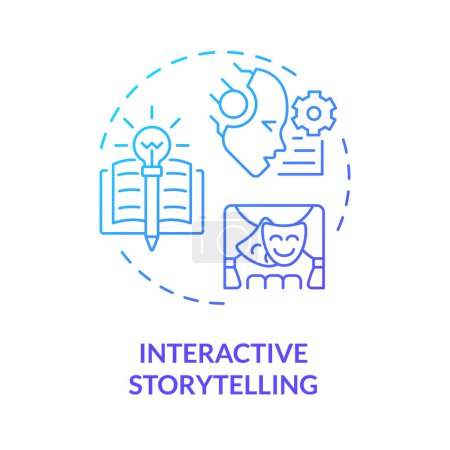 Interactive storytelling blue gradient concept icon. Prompt engineering technique. Role playing with chatbot. Round shape line illustration. Abstract idea. Graphic design. Easy to use in article