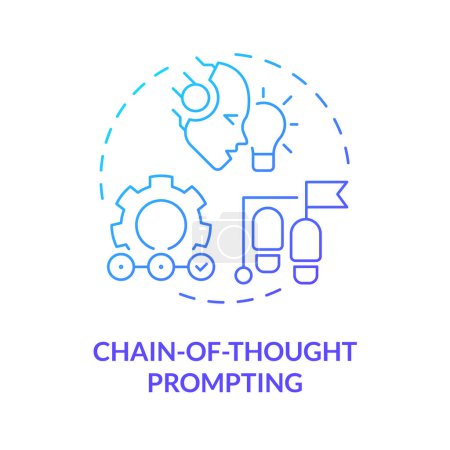 Chain-of-thought prompting blue gradient concept icon. Prompt engineering technique. Step by step explanation. Round shape line illustration. Abstract idea. Graphic design. Easy to use in article
