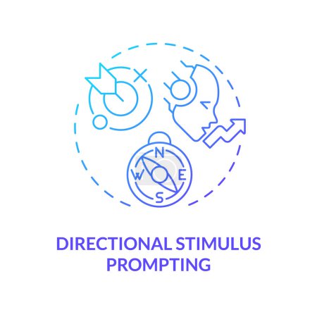 Directional stimulus prompting blue gradient concept icon. Prompt engineering technique. Guiding AI. Round shape line illustration. Abstract idea. Graphic design. Easy to use in article