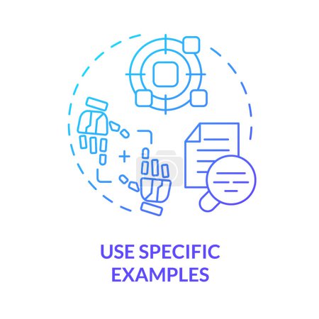 Using specific examples blue gradient concept icon. Prompt engineering tips. Provide with concrete information. Round shape line illustration. Abstract idea. Graphic design. Easy to use in article