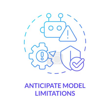 Anticipate model limitations blue gradient concept icon. Prompt engineering tips. Keep in mind restrictions. Round shape line illustration. Abstract idea. Graphic design. Easy to use in article