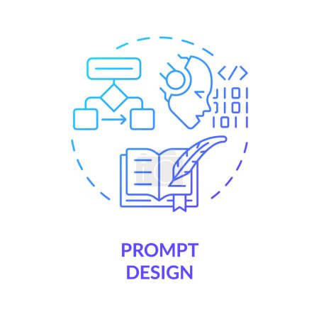 Prompt design blue gradient concept icon. Prompt engineering. Precise instruction. Clear questions. Round shape line illustration. Abstract idea. Graphic design. Easy to use in article