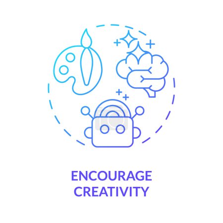 Encourage creativity blue gradient concept icon. Prompt engineering tips. Creative writing. Unique responses. Round shape line illustration. Abstract idea. Graphic design. Easy to use in article