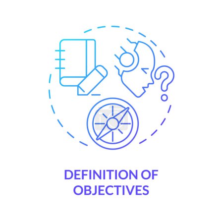 Definition of objectives blue gradient concept icon. Prompt engineering. Precise goals. Effective instruction. Round shape line illustration. Abstract idea. Graphic design. Easy to use in article
