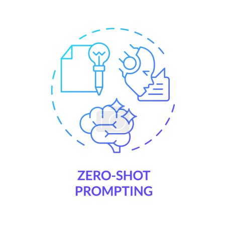 Zero shot prompting blue gradient concept icon. Prompt engineering. Provide with no examples. Simple questions. Round shape line illustration. Abstract idea. Graphic design. Easy to use in article