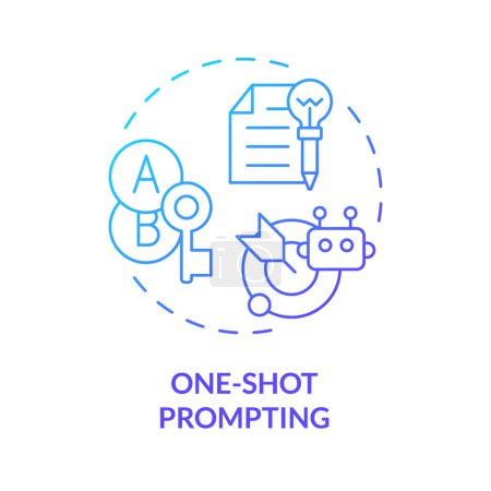 One shot prompting blue gradient concept icon. Prompt engineering technique. Minimal context. Single example. Round shape line illustration. Abstract idea. Graphic design. Easy to use in article