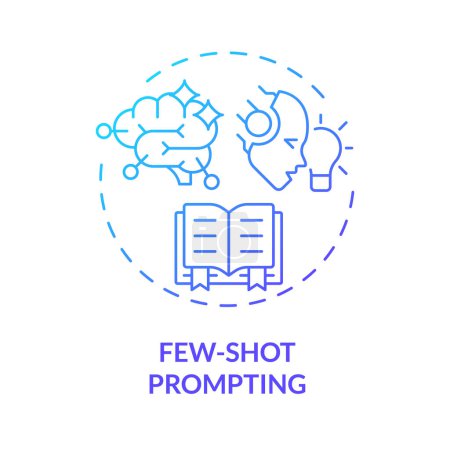 Few shot prompting blue gradient concept icon. Prompt engineering strategy. Provide ai model with examples. Round shape line illustration. Abstract idea. Graphic design. Easy to use in article